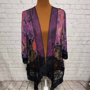 Studio VK Boho Mixed Media Sheer Cardigan Size S